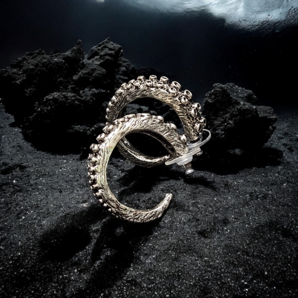 Octopus Hoops 2inch sterling silver post - Picture 2 of 3